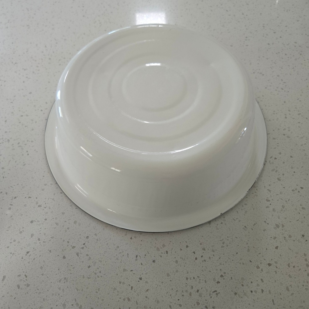 Vintage White Enamel Wash Basin 16.5" Bowl Farmhouse Decor Rustic Metal Dark Rim - Picture 2 of 10
